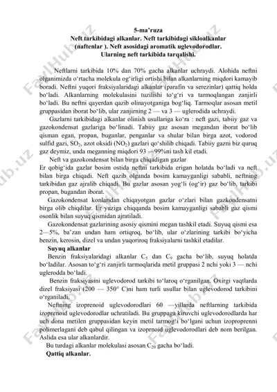 neft tarkibidagi alkanlar va ularning tarqalishi — PDF