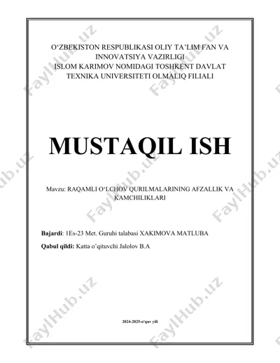 raqamli o'lchov qurilmalari — DOCX