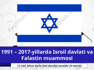 1991 – 2017-yillarda isroil davlati va falastin muammosi 11- sinf — PPTX