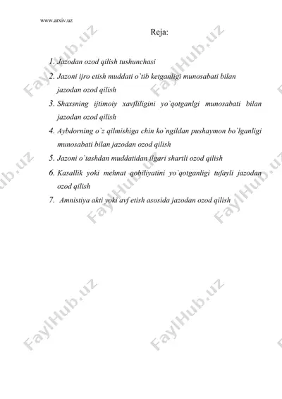 jazodan ozod qilish — DOC
