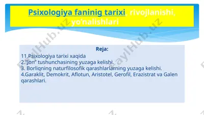 psixologiya tarixi — PPTX