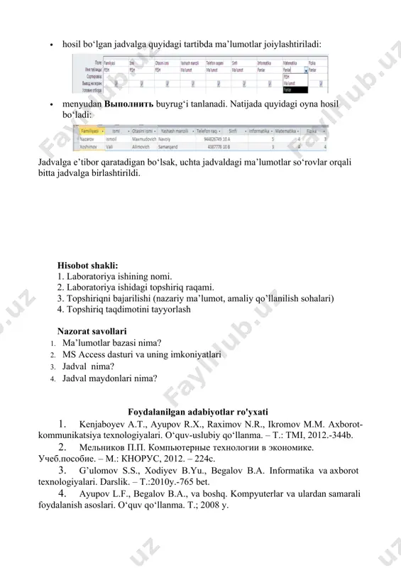 ms access 2010 da mobt jadvallarni bir-biri bilan bog‘lash - Page 5