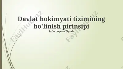davlat hokimyati tizimining bo'linish pirinsipi — PPTX