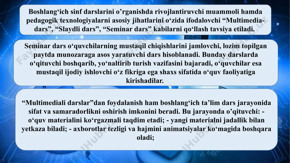 ritm ” ” номли номли дастурий дастурий воситасининг воситасининг имкониятларини имкониятларини ўзлаш ўзлаш - - тиришга тиришга доир доир машқлар машқлар ). ). qalam qalam ” ” nomli grafik muharrir dasturiy vositasining imkoniyatlarini nomli grafik muharrir dasturiy vositasining imkoniyatlarini o o ’ ’ zlashtirishga doir mashqlar. zlashtirishga doir mashqlar. “ “ yozuv yozuv ” ” nomli matn muharrir dasturiy vositasining imkoniyatlarini nomli matn muharrir dasturiy vositasining imkoniyatlarini o o ’ ’ zlashtirishga doir mashqlar. zlashtirishga doir mashqlar. jadvallar bilan ishlash ko jadvallar bilan ishlash ko ’ ’ nikmalarini shakllantirishga doir mashqlar nikmalarini shakllantirishga doir mashqlar ( ( “ “ jadval jadval ” ” va va “ “ obi obi - - havo ma havo ma ’ ’ lumotlari lumotlari ” ” nomli dasturiy vositalarning nomli dasturiy vositalarning imkoniyatlarini o imkoniyatlarini o ’ ’ zlashtirish). zlashtirish). “yosh matematik”дастуриймуҳитинингумумийкўриниши “obi-havo ma’lumotlari”дастурийвоситасиниумумийкўриниши 5 3 3 8 8 5 sutidishningqanday qismito’ldirilgan? ifodalang: 8 3 …