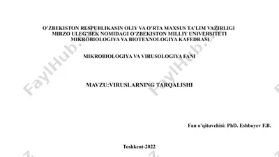 viruslarning tarqalishi/yuqishi — PPTX
