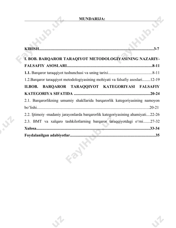 bmtning “bizning umumiy kelajagimiz” (our common future) hisobotida aniqlik kiritilgan bo‘lib, unda barqaror rivojlanish “kelajak avlodlarning o‘z ehtiyojlarini qondirish imkoniyatlarini kamaytirmagan holda, hozirgi avlod ehtiyojlarini ta’minlovchi rivojlanish” deb ta’riflangan. bu yondashuv, zamonaviy dunyoda rivojlanishning faqat iqtisodiy emas, balki ekologik va ijtimoiy jihatlariga ham e’tibor qaratish zarurligini taqozo etadi. barqaror taraqqiyot bugungi kunda nafaqat falsafiy yoki nazariy muammo, balki real amaliy masala sifatida muhim ahamiyat kasb etmoqda. jahon miqyosida yuzaga kelayotgan ekologik falokatlar, ijtimoiy adolatsizlik, resurslar uchun kurash kabi holatlar dunyo mamlakatlarini barqarorlik tamoyillarini o‘z rivojlanish strategiyalariga tatbiq etishga majbur qilmoqda. shu boisdan birlashgan millatlar tashkiloti 2015 yilda barqaror rivojlanish maqsadlari (sustainable development goals — sdgs) deb nomlangan 17 yo‘nalishdan iborat global kun tartibini tasdiqladi. bu maqsadlar 2030 yilgacha bo‘lgan davrda dunyo mamlakatlarining siyosiy, ijtimoiy va iqtisodiy faoliyatini yo‘naltiruvchi asosiy mezon sifatida xizmat qiladi. o‘zbekiston respublikasi ham ushbu global tashabbuslardan chetda qolmagan holda, 2018 yilda sdgsni milliy darajada qabul qildi. so‘nggi …