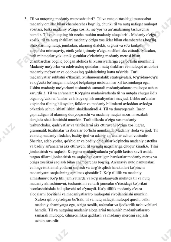 biyot xodimlarining bemorlar bilan samarali muloqot qilishlari, tashxislar va davolash usullarini tushuntirishlari va hamkasblar bilan hamkorlikda muhokama qilishlari uchun zarurdir.5. texnologiya va innovatsiyalar: texnologiya va innovatsiyalar sohasida samarali muloqot qobiliyatlari yangi g'oyalarni taqdim etish, jamoalarni boshqarish va muammolarni birgalikda hal qilishda ishtirok etish uchun juda muhimdir. professional nutq madaniyati yangi mahsulotlarni taklif qilish, samarali uchrashuvlar o'tkazish va potentsial investorlarga taqdim etishda rol o'ynaydi.6. ommaviy axborot vositalari va oʻyin-kulgilar: oav va koʻngilochar sohada teleradiokompaniyalar, jurnalistlar, aktyorlar va jamoat arboblari uchun auditoriyani jalb qilish, intervyular oʻtkazish va jozibali spektakllarni namoyish etish uchun professional nutq madaniyati zarur.7. notijorat va davlat xizmati: notijorat va davlat xizmatlari sektorlarida professional nutq madaniyati rahbarlar va himoyachilar uchun o‘z vazifalarini samarali etkazish, manfaatdor tomonlar bilan muloqot qilish va ularning sabablarini qo‘llab-quvvatlashga ilhomlantirish uchun muhim ahamiyatga ega.umuman olganda, professional nutq madaniyati deyarli har bir professional sohada muhim rol o'ynaydi, chunki samarali muloqot etakchilik, jamoaviy ish, mijozlar bilan munosabatlar, jamoatchilikni …