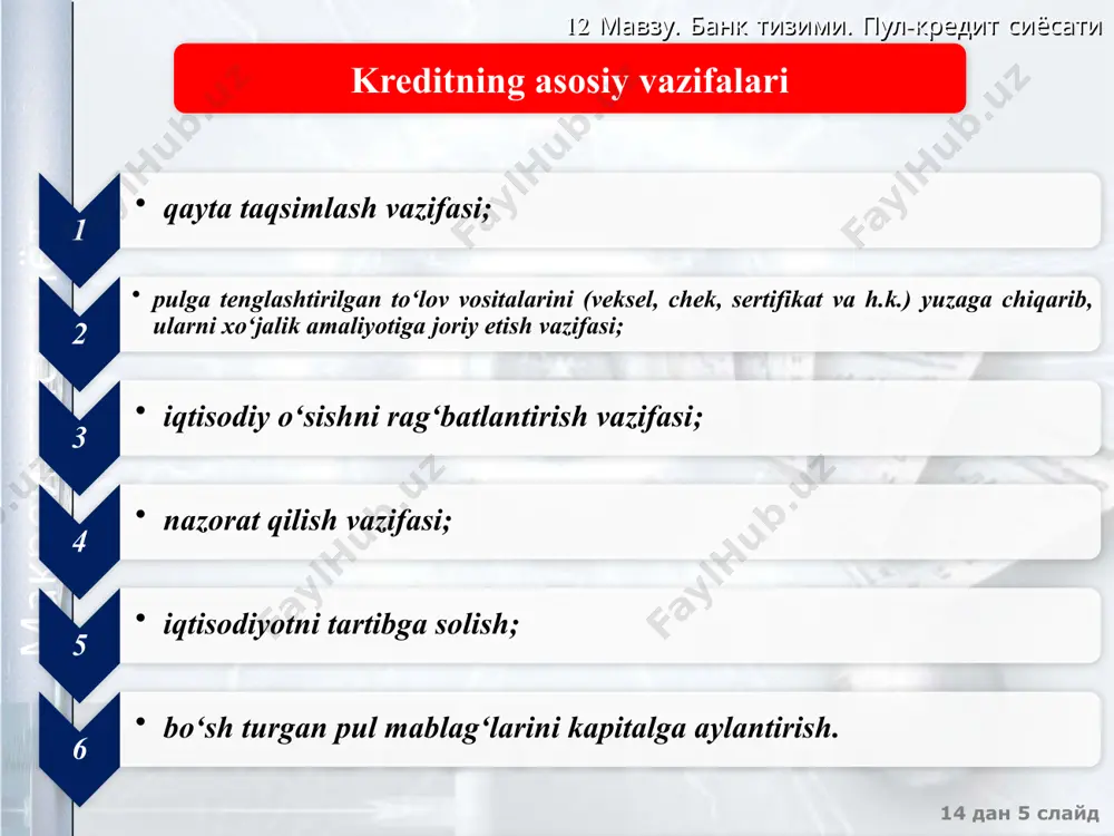 ronbank" atb bosh ofisi o'zmilliybank "o'zmilliybank" bosh ofisi trastbank "trastbank" xab bosh ofisi kdb bank o'zbekiston ""kdb bank o'zbekiston" aj" bosh ofisi asakabank "asakabank" aj bosh ofisi ipoteka-bank "ipoteka-bank" atib bosh ofisi eron "soderot" bank eron "soderot" bankining o'zbekiston respublikasi toshkent shahridagi sho'ba banki universal bank atb "universal bank" bosh ofisi octobank "octobank" aksiyadorlik jamiyati davr-bank "davr bank" xatb bosh ofisi "brb" atb atb "biznesni rivojlantirish banki" infinbank "infinbank" aj bosh ofisi orient finans bank "orient finans" xatb bosh ofisi kapitalbank "kapitalbank" atb bosh ofisi asia alliance bank "asia alliance bank" atb bosh ofisi agrobank "agrobank" atb markaziy amaliyotlar boshqarmasi madad invest bank "madad invest bank" atb avo bank "avo bank" aksiyadorlik jamiyati poytaxt bank "poytaxt bank" bosh ofisi tenge bank "tenge bank" atb bosh ofisi 12 мавзу. банк тизими. пул-кредит сиёсати 14 дан ‹#› слайд макроиктисодиёт tbc bank "tbc bank" atb bosh ofisi anor bank "anor bank" aj bosh …