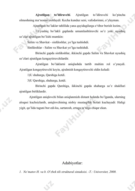gap bo‘laklarining murakkablashuvi. gapda ajratilgan bo‘laklar - Page 5