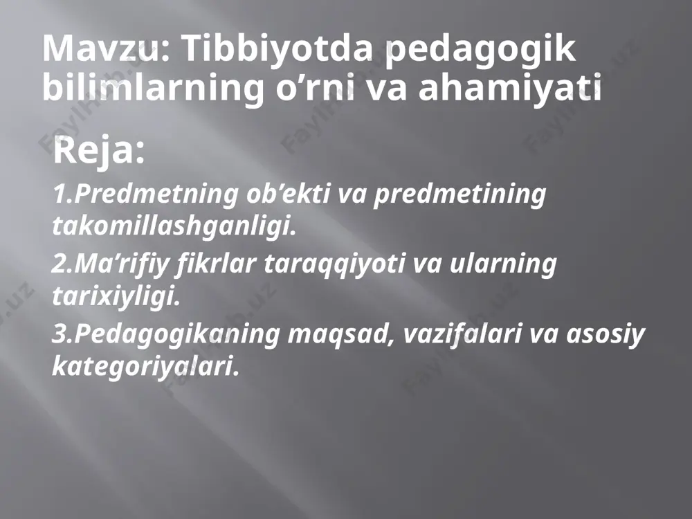 hamda huquqiy jamiyatni barpo etish sharoitida mazkur fan yuksak ma’naviy va axloqiy talablarga javob beruvchi yuqori malakali kadrlarni tarbiyalash tizimini ishlab chiqish, ilg‘ot xorijiy tajribalar asosida ta’lim va tarbiya nazariyasini rivojlantirish vazifasini hal etadi. e’tiboringiz uchun raxmat image2.png image3.png image4.png image5.png image6.png image7.png /docprops/thumbnail.jpeg