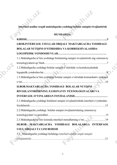 interfaol usullar orqali maktabgacha yoshdagi bolalar nutqini rivojlantirish — DOCX