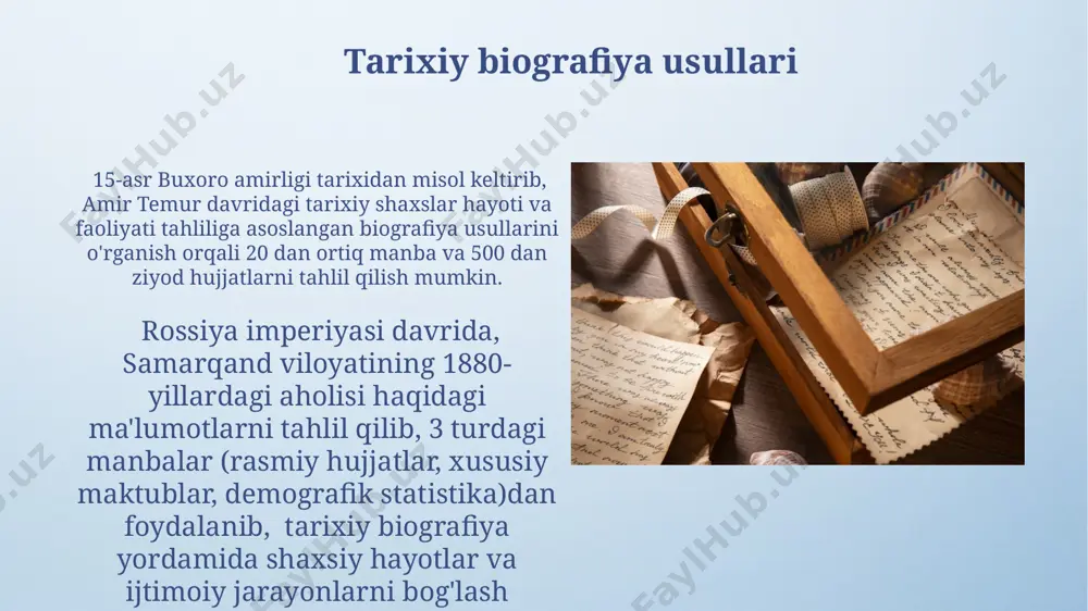 tarix fani tadqiqotlarida maxsus tarixiy uslublar - Page 5