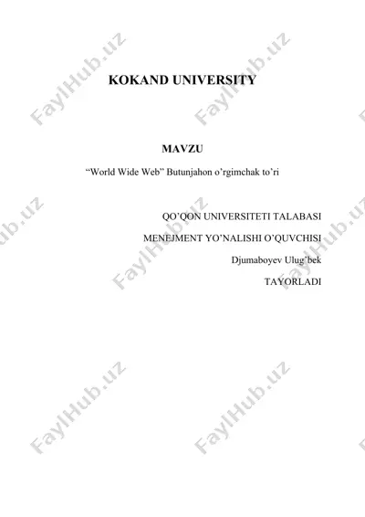 "world wide web" butunjahon o’rgimchak to’ri — DOCX