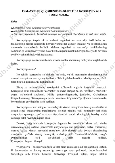 korrupsiyaga toqatsizlik — DOCX