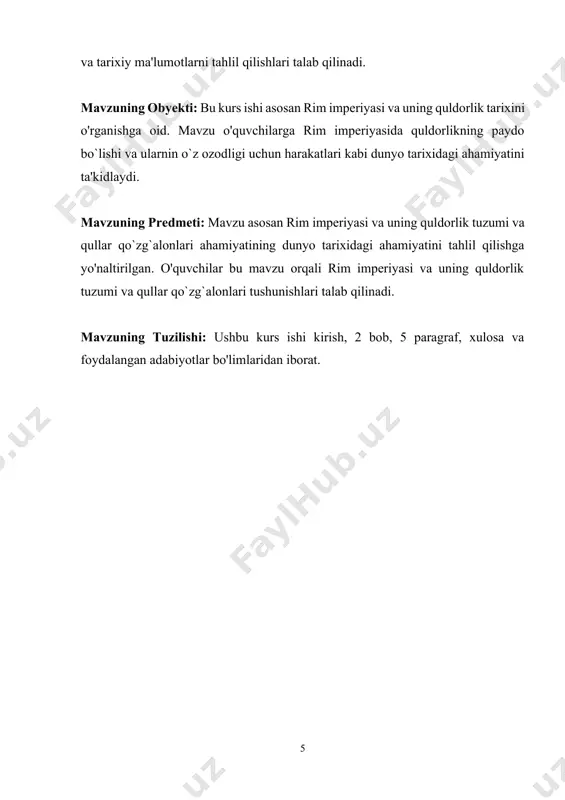 ish hayvonlari berilgan. qullar o'zlariga tekkan chek yerlariga kulba, turarjoy, boshpana qurib ham olganlar. shuning uchun ularni «kulbali qullar» deyilgan. quldorlar qullarga uylanib, oilali va bola-chaqali bo'lishga ham ruxsat berganlar. qul oilasi bilan mehnat qilib yerdan chiqqan hosilning ma'lum qismini quldorga berib, ma'lum qismini esa o'z ixtiyorida olib qolgan. bu quldor uchun ham foydali bo'lgan. chunki endi quldor qulni urib-so'kib, majburiy zo'rlab ishlatmaydi. «kulbali qul» mehnat qurollarini sindirmay, hayvonlarni mayib qilmay o'z xohishi bilan ishlaydi. qul egalari qullarga shaharlarda mayda ustaxonalar va do konchalar qurishga ham ijozat berganlar. do'kon va ustaxonadan tushgan mablag'ning bir qismi quldorga berilsa qolgan qismi qulning ixtiyorida qolgan. chek yerida, ustaxonada va do'konda ishlagan qullar hamisha quldorlarning nazoratida bo'lishgan.[footnoteref:3] [3: borisovskiy a.i. drevneysheye proshloye chelovechestva. moskva. nauka, 1980.] 1.2. rimda siyosiy tushkunlik va ommaviy harakatlar. severlar sulolasi davrida rim. imperator kommod o'ldirilgach, 193-yili rim taxtini shimoliy afrikaning ulug' leptis shahridan chiqqan septimiy sever (degan kishi) egallaydi. …
