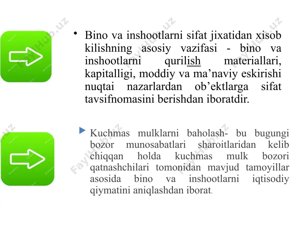 shootlar davlat kadastrnni yuritish toʼgʼrisida”gi oʼzbekiston respublikasi vazirlar maxkamasining 1997 yil 2 iyundagi № 278 sonli qarori 2.аshurov а.f. davlat shaharsozlik kadastri, oʼquv qoʼllanma, timi, 2017 y. 126 b. 3.bobojonov, k.r. roʼziboev s. аholi yashash joylari kadastri, oʼquv qoʼllanma. t., tafakkur, 2011,-176 b. 4.аrtemenko v.v., loyko p.f., ogarkov а.p., sevostьyanov а.v. kadastr zemelь naselennыx punktov. uchebnoe posobie. m.: kolos, 1997.-166 s 5.ismoilov t., babajanov а. shahar va qishloqlardagi aholi punktlari loyiha-larini tuzish va qurish asoslari. toshkent «yangi asr avlodi», 2002. -202 b. 1.mirziyoev sh.m. erkin va farovon demokratik oʼzbekiston davlatini birgalikda barpo etamiz. toshkent, oʼzbekiston, 2016. -56 b. 2.mirziyoev sh.m. tanqidiy tahlil, qatʼiy tartib-intizom va shaxsiy javobgarlik – har bir rahbar faoliyatiningkundalik qoidasi boʼlishi kerak. toshkent, oʼzbekiston, 2017. -104 b. 3.mirziyoev sh.m. qonun ustuvorligi va inson manfaatlarini taʼminlash – yurt taraqqiyoti va xalq farovonligini garovi. toshkent, oʼzbekiston, 2017. -48 b. 4.mirziyoev sh.m. oʼzbekistonni rivojlantirishning beshta ustuvor yoʼnalishi boʼyicha harakatlar strategiyasi. …