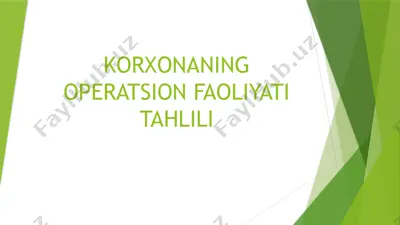 korxonaning operatsion faoliyati tahlili — PPTX