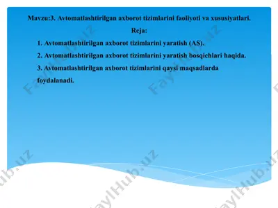 avtomatlashtirilgan axborot tizimlari — PPTX