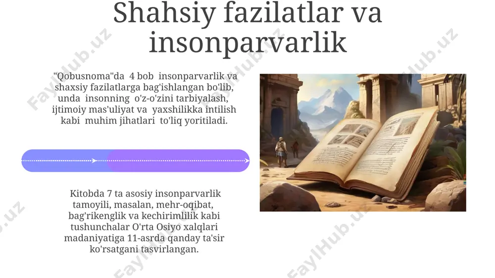 mazmuniga sezilarli ta'sir ko'rsatgan. asarning yozilish sababi, amir ma’mun ii ning o'g'li, kelajakdagi hukmdor uchun amaliy boshqaruv bo'yicha qo'llanma yaratish istagi bo'lib, unda 50 dan ortiq bobda davlat boshqaruvi masalalari batafsil bayon qilingan. e'tiboringiz uchun rahmat @taqdimot_robot image4.jpg image5.jpg image6.jpg image7.jpg image8.jpg image9.jpg image10.jpg image11.jpg image12.jpg image13.jpg image14.jpg image15.jpg image16.jpg image17.jpg image18.jpg image1.jpeg image2.jpeg image3.jpeg