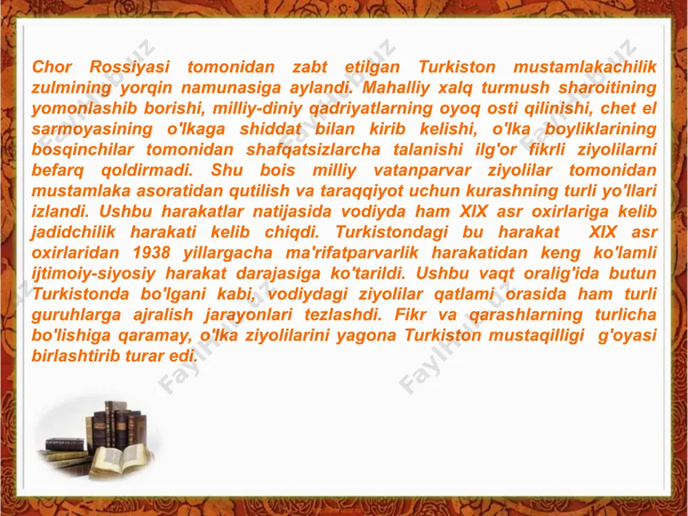 y ravishda noroziligini keltirib chiqarar edi. shuningdek, ilg'or ma'rifatparvar sattorxon abdug'afforov ham o'zining bu sohadagi fikrlarini «turkiston viloyatining gaziti» da quyidagicha ifodalagan edi: «...bizlar, tavorix kitoblaridin ko'ramizkim, har bir xalq o'zlariga yaqin hamsoyalarining har nav' ilmlarini har vaqt o'rganib va ham o'zlariga yaqin mamlakat xalqiga o'rgatib kelganlar...bizlarga uyat va aybdurkim, bizlarning burung'i olimlarimiz ilm bobida baland darajada turub, hatto boshqalarg'a ta'lim berib turgon bo'lsalar, bizlar hama xalqdin ul bobda pastlik maqomida qolsoq». ilm taraqqiyotning negizi ekanligini anglab yetgan ilg'or ziyolilar avvalo qoloqlikdan qutilishning asosiy sharti deb, ma'rifatni tanladilar. shu maqsad yo'lida xix asrning so'nggi choragida dastlabki yangi usul maktablari ochildi. farg'ona o'quv yurtlari inspektorining turkiston o'quv yurtlari bosh inspektoriga 1909 yil 6 dekabrda yo'llagan yangi usul maktabi haqidagi ma'lumotnomasida ko'rsatilishicha, vodiydagi dastlabki yangi usul maktabi qo'qon uyezdida ahmadjon qori tomonidan 1892 yilda ochilgan. turkistondagi jadidchilik harakatining atoqli namoyandala­ridan ishoqxon ibrat ham qo'qonda madrasani tamomlagach, 1886 yilda to'raqo'r g'onda maktab ochadi …