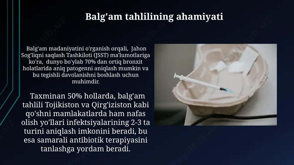i tibbiyot muassasalarida o'tkazilgan 200 ta tahlilda 30% hollarda leykotsitlar sonining ko'payishi kuzatildi, bu yallig'lanish jarayonining mavjudligini bildiradi. e'tiboringiz uchun rahmat @taqdimot_robot image1.jpg image2.jpg image3.jpg image4.jpg image5.jpg image6.jpg image7.jpg image8.jpg image9.jpg