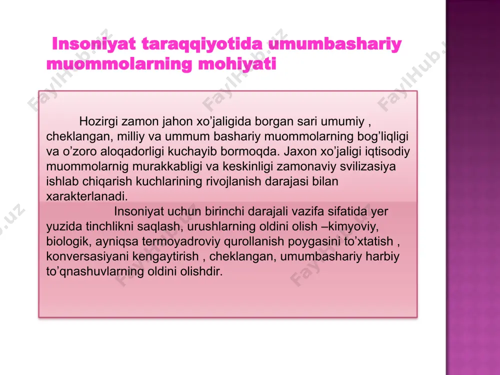 etish kerak. respublikaning foydali qazilmalaridan oqilona foydalanishi-dolzarb masala. katta-katta hududlarda tabiiy sharoitlarni ,tabiiy zahiralardan samarali va kompleksfoydalanishni ta’minlaydigan darajada aniq maqsadga qaratilgan ,ilmiy asoslamgan tarzda o’zlashtirish . jonli tabiatning butun tabiiy genofondini madaniy ekinlar va hayvonlarning yangi turlanishini ko’paytirish hisobiga boshlang’ich baza sifatida saqlanib qolish kerak. shaxarsozlik va tumanlarni rejalashtirishning ilmiy asoslangan,hozirgi zamon urbaniozatsiyasining barcha salbiy oqibatlarini bartaraf etadigan tizimini joriy etish yo’li bilan shaharlarda va boshqa aholi punktlarida ahoilining yashashi uchun qulay sharoit yaratish zarur. ekologik kulfatlar chegara bilmasligini nazarda tutgan holda jahon jamoatchiligi e’tiborini mintaqaning ekologik muommolariga qaratish zarur. jumladan, r.pindayk va d.rubinfeldlarning «mikroiqtisodiyot» nomli kitobida 2 xil o‘zaro bog‘liq nazariyaning muammoning yechimini topishdagi qo‘llanishi misol tariqasida keltiriladi (1-jadval): bu nazariyalardan qay biri to‘g‘riligini tekshirish maqsadida aqshning turli shaharlarida ishsizlar umumiy soniga nisbatan turmush qurgan ayollarning bandlik darajasini ko‘rsatuvchi ma’lumotlar o‘rganib chiqilgan. tadqiqotlar ishsizlikning yuqori darajasi turmush qurgan ayollarning ishlovchilar umumiy sonidagi ulushining pastligi bilan bog‘liqligini ko‘rsatgan. xususan, …
