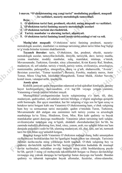 o‘zbekistonning eng yangi tarixi — DOCX