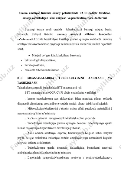 tuberkulyozni aniqlash va profilaktika chora-tadbirlari — PDF