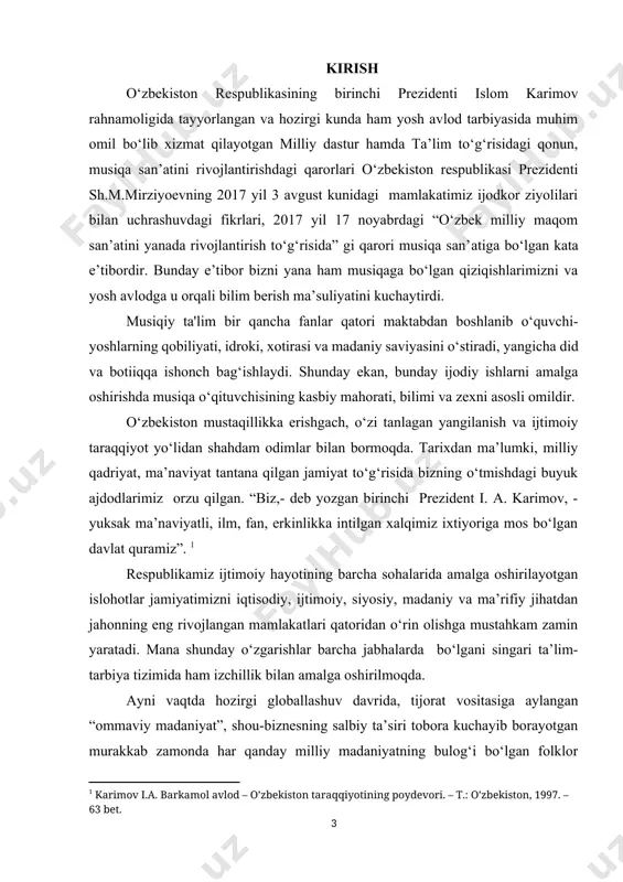 ahlining ezgu burchidir. agar biz bu noyob san’atni saqlab qolish uchun bugun barchamiz birgalikda harakat qilmasak, ertaga, afsuski, kech bo‘ladi, kelgusi avlodlar, tarix bizni kechirmaydi. [o‘zbekiston respublikasi prezidenti shavkat mirziyoyevning xalqaro baxshichilik san’ati festivali ochilishiga bag‘ishlangan tantanali marosimdagi nutqi] mustaqillikka erishganimizdan buyon o‘tgan qisqa muddatda ajdodlarimiz tomonidan yaratilgan barcha tarixiy, madaniy, adabiy va san’at yodgorliklari, jumladan, xalq og‘zaki ijodi namunalarini chuqur o‘rganish, tahlil qilish, ulardagi umumbashariy va milliy g‘oyalarning zamon talablariga mos ravishda yosh avlodni komil inson sifatida tarbiyalash yo‘lida ushbu merosdan foydalanish bugunni kunning dolzarb masalalaridan biridir. o‘bekiston respublikasi prezidentining 2017 yil 31 may kungi “madaniyat va san’at sohasini yanada rivojlantirish va takomillashtirishga doir chora-tadbirlar to‘g‘risida” gi qarorida yoshlarning madaniy saviyasini yuksaltirish, ularni milliy va umumbashariy madaniyatning eng yaxshi namunalaridan bahramand etish, shu asosda ma’naviy yetuk, barkamol shaxslarni tarbiyalash, yosh iste’dod egalarining qobiliyati va salohiyatini ro‘yobga chiqarish borasida keng ko‘lamli ishlar amalga oshirilganligi qayd etildi. o‘zbekiston respublikasining 2017-2021 yillarda …