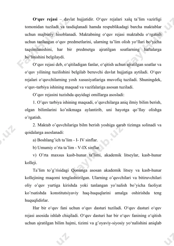 arur qo‘llanmadir. darslik -o‘quvchilarning kitobi va uning eng muhim qurolidir. har bir o‘quv fanining mazmuni darslikda batafsil yoritiladi. darslik tegishli fanga oid ilmiy bilim asoslarini dasturga va didaktika talablariga muvofiq ravishda bayon qiluvchi kitobdir. darsliklar bilan bir qatorda, ayrim o‘quv fanlari yuzasidan o‘quv qullanmalari ham tuziladi. masalalar va mashqlar to‘plami, xrestomatiyalar, atlaslar, lug’at kitoblari va hokazolar shular jumlasidandir. o‘quvchilar darslik va o‘quv qo‘llanmalari bilan darsda, ham uy sharoitlarida mustaqil ish olib boradilar. darslik materiali katta tarbiyaviy ahamiyatga ega. u bilan ishlash o‘quvchilarning aqliy tarbiyasiga, ularda ilmiy dunyoqarashning, axloq-odobning shakllanishiga, tafakkuri va nutqining, ishdagi mustaqilligining rivojlanishiga yordam beradi. darslikdagi bilimlar tizimi o’zaro ichki, mantiqiy bog’lanishlarga ega bo’lib, ular didaktika talabiga muvofiq ravishda bayon qilingan. darslik quyidagi talablarga amal qilgan holda yaratiladi: 1. darslikda aks etgan ilmiy bilimlar sinf o’quvchilarining yosh xususiyatiga mos kelishi kerak. 2. darslikda bayon qilingan ilmiy bilimlarning nazariy asosi, g’oyalari tizimli va izchil bo’lishi talab qilinadi. ular hayotdan …