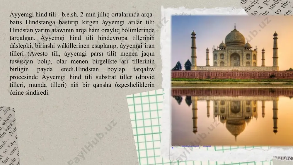 i atı menen belgili bolgan xalıq tili sipatında arqa hindstan boylap tarqala basladı. ámir xusraw xariboli hám brajbxasha bul tilde qosıqlar jazgan hám bul tildi hindaviy dep atagan. bxakti dáwirinde xariboli, brajbxasa hám avadxi tillerinde kóplegen qosıqlar dóretilgen. usınday klassiklerden biri tulsidas tárepinen avadi tilinde jazılǵan ramcharitmanas bolıp tabıladı. dravid tilleri. dravid tilleri shejiresi dravid tilleri semyasına shama menen 73 til kiredi, olar tiykarınan hindstannıń qublası hám shri-lankanıń arqa-shıǵısında, sonday-aq pakistan, nepal, bangladesh, shıǵıs hám oraylıq hindstannıń ayırım aymaqlarında, sonday-aq, qubla awǵanstannıń ayırım aymaqlarında sóyleydi hám sırt elde ullı britaniya, amerika qurama shtatları, kanada, malayziya hám singapur sıyaqlı basqa mámleketlerde de usı tilde sóylewshilerdi ushıratıw múmkin. tamil tili tarixi. til bilimi tariyxı proto-dravid tilinde biziń eramızǵa shekemgi 6-mıń jıllıqta sóylesilgenligin kórsetedi. materiallıq dáliller sonı kórsetedi, proto-dravid tilinde sóylewshilerdiń qubla hindstannıń neolit kompleksleri menen baylanıslı mádeniyatı bolǵan. tamıldıń qayta tiklengen proto-tariyxındaǵı keyingi basqısh proto-qubla dravid bolıp tabıladı. lingvistikalıq dáliller sonı kórsetedi, …