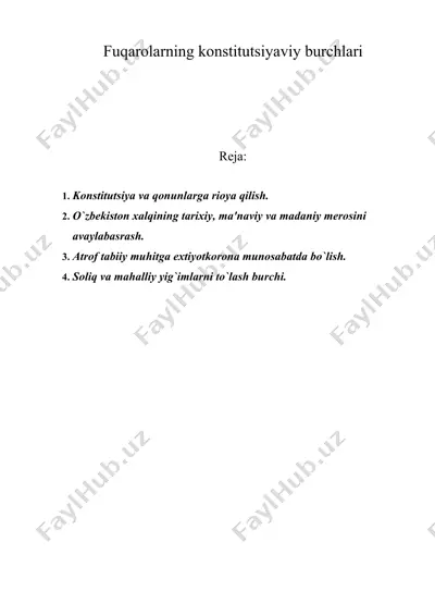 fuqarolarning konstitutsiyaviy burchlari — DOC