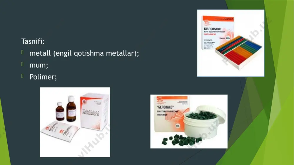 ortopedik stomatologiyada qo’llaniladigan qo’shimcha xomashyolar - Page 4