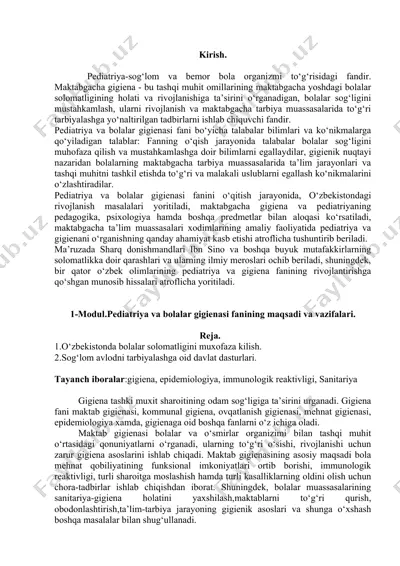 pediatriya va bolalar gigienasi — DOC
