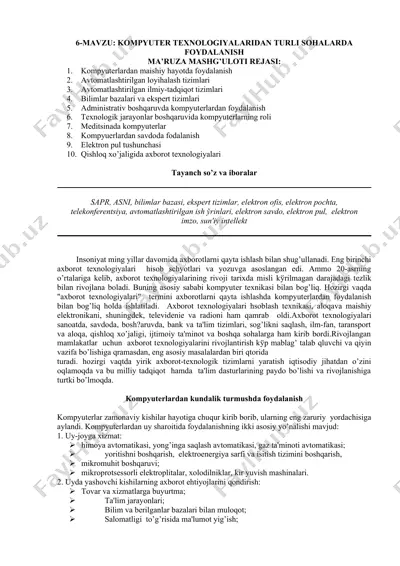 axborot texnologiyalari — DOC