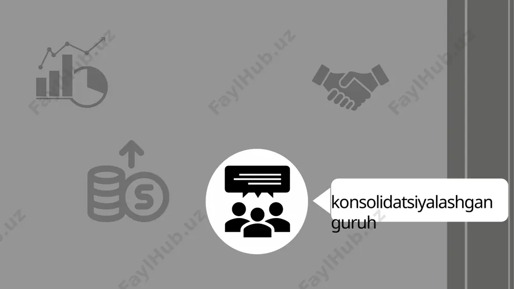 soʻm 100 mln soʻm talab qilish huquqidan oʻzganing foydasiga voz kechish talab qilish huquqidan oʻzganing foydasiga voz kechish shartnomasi boʻyicha olingan daromadlar quyidagilarning oʻrtasidagi ijobiy farq sifatida aniqlanadi: 3) qarzni talab qilish huquqini bundan buyon amalga oshiruvchi soliq toʻlovchi uchun - talab qilish huquqidan oʻzganing foydasiga voz kechish qiymati bilan mazkur talabni sotib olish xarajatlarining summasi oʻrtasidagi ijobiy farq. qarz qayta sotilgan taqdirda - realizatsiya qilish summasi va talab qilish huquqini sotib olish boʻyicha xarajatlar summasi oʻrtasidagi ijobiy farq sifatida. ya`ni: 3. qarzni qayta sotuvchi korxonada daromad talab qilish huquqidan voz kechish boʻyicha shartnomaga asosan “b” korxonasi “c” kreditordan (sotuvchi) qarzni 90 mln soʻm narx boʻyicha sotib oladi, boshqa talab qilish huquqidan voz ketish boʻyicha shartnomaga binoan esa “a” korxonasiga xuddi shu qarzni 100 mln soʻmga sotadi. (a) tqx sotib oluvchi (b) qarzni qayta sotadigan (c) kreditor yoki tqx sotuvchi 90 mln soʻm 100 mln soʻm foyda 20) ishonchli boshqaruv …