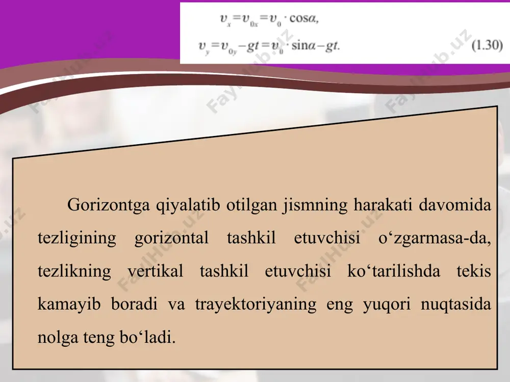 gorizontga qiya otilgan jism harakati 10 - sinf - Page 5