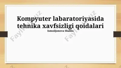 kompyuter laboratoriyasida texnika xavfsizligi qoidalari — PPTX