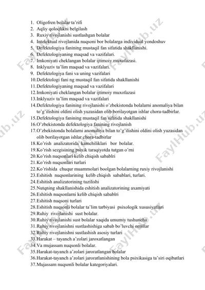 defektologiya fanining vazifalari — DOCX