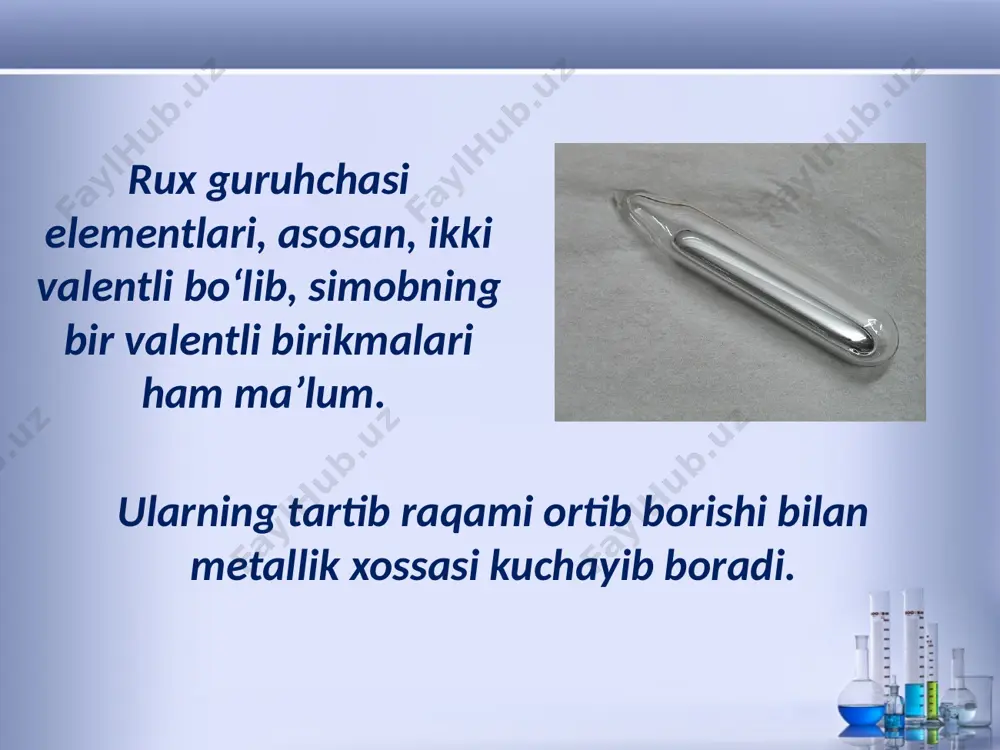 ii guruh yonaki guruhcha elementlarining davriy jadvaldagi o‘rni. atom tuzilishi. xossalari. 9 - sinf - Page 5