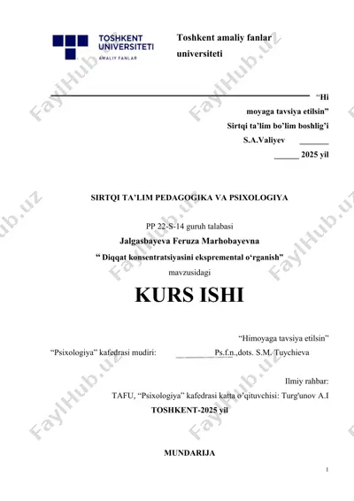 diqqat konsentratsiyasini ekspremental o‘rganish — DOCX