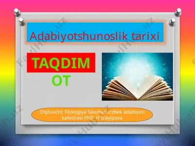 adabiyotshunoslik tarixi — PPTX