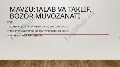 talab va taklif — PPTX