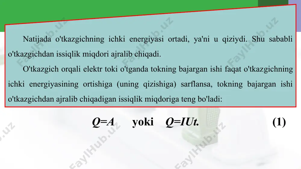elektr toki ta'sirida o'tkazgichlarning qizishi - Page 3