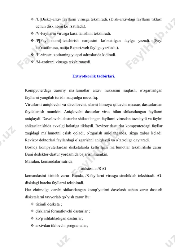 antivirus dasturlari va ulardan foydalanish. antivirus dasturlari. virusdan zararlangan fayllarni tiklash - Page 5