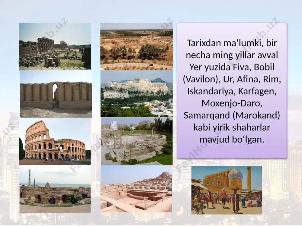 lbiy tomonlarini jadval shaklida daftaringizga yozib chiqing. © foydalanilgan adabiyotlar: sh. m. sharipov, v. n. fedorko, n. i. safarova , v. a. rafiqov– geografiya – o‘rta ta’lim muassasalarining 10-sinfi va o‘rta maxsus,kasb-hunar ta’limi muassasalarining o‘quvchilari uchun darslik , toshkent, «o‘zbekiston milliy ensiklopediyasi» davlat ilmiy nashriyoti, 2017/ www.eduportal.uz © internet manbalari: www.wikikpedia.org www.hist-world.com www.artofit.org www.scibook.net www.incomartour.com.ua www.incomartour.com.ua www.warhead.su www.alsamarkand.com www.brewminate.com www.medium.com www.youtoube.com www.americanyawp.com www.quora.com www.pinterest.com www.flickr.com © internet manbalari: www.gettyimages.com www.indivstock.com www.alamy.com www.dreamsite.com www.aa.com.tr www.24minus.ru www.facebook.com www.sers.usda.gov www.eduportal.uz www.asiapacificcurriculum.ca www.discovermagazine.com www.voxchina.org www.bd-halchall.blogspot.com www.tomorrowvn.com www.greentumble.com © internet manbalari: www.lenta.ru www.rg.ru www.ria.ru www.dw.com www.iglus.org www.kun.uz www.gazeta.uz www.m.kun.uz www.urmon.uz www.xabar.uz www.uznature.uz www.neftegaz.ru www.sb.by www.ostest.ru www.opiq.kz www.aniq.uz www.oz.sputniknews-uz.com www.kopilkaurokov.ru © qambarov sirojiddin tomonidan to‘plandi va tartiblandi. xatolari bo‘lishi mumkin, tekshirib ko‘ring. telegram manzil: @география методика t.me/@geography_method image1.jpeg image2.jpeg image3.jpeg image4.jpeg image5.jpeg image6.jpeg image7.jpeg image8.jpeg image9.jpeg image10.jpeg image11.jpeg image19.jpeg image20.jpeg image12.jpeg image13.jpeg image14.jpeg image15.jpeg image16.jpeg image17.jpeg image18.jpeg image21.png image22.jpeg image23.jpeg image24.jpeg image25.jpeg image26.png image27.jpeg image28.jpeg image29.jpeg …