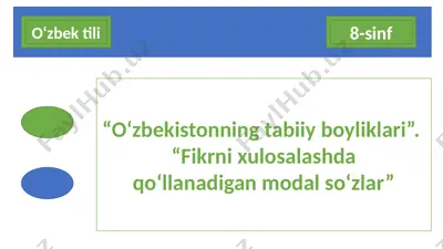 o‘zbekistonning tabiiy boyliklari — PPTX