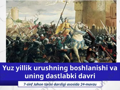yuz yillik urushning boshlanishi va uning dastlabki davri. 7- sinf — PPTX