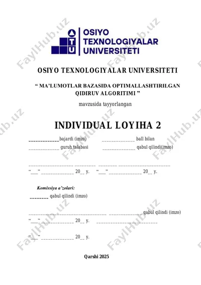 ma'lumotlar bazasida optimallashtirilgan qidiruv algoritimi — PDF