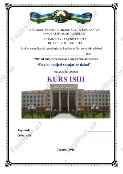 davlat budjeti xarajatlar tizimi — DOCX